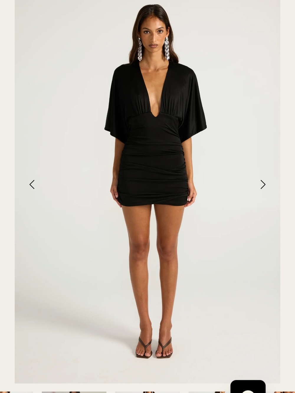 Plunge Neck Black Ruched Mini Dress BRAND NEW STILL IN BOX